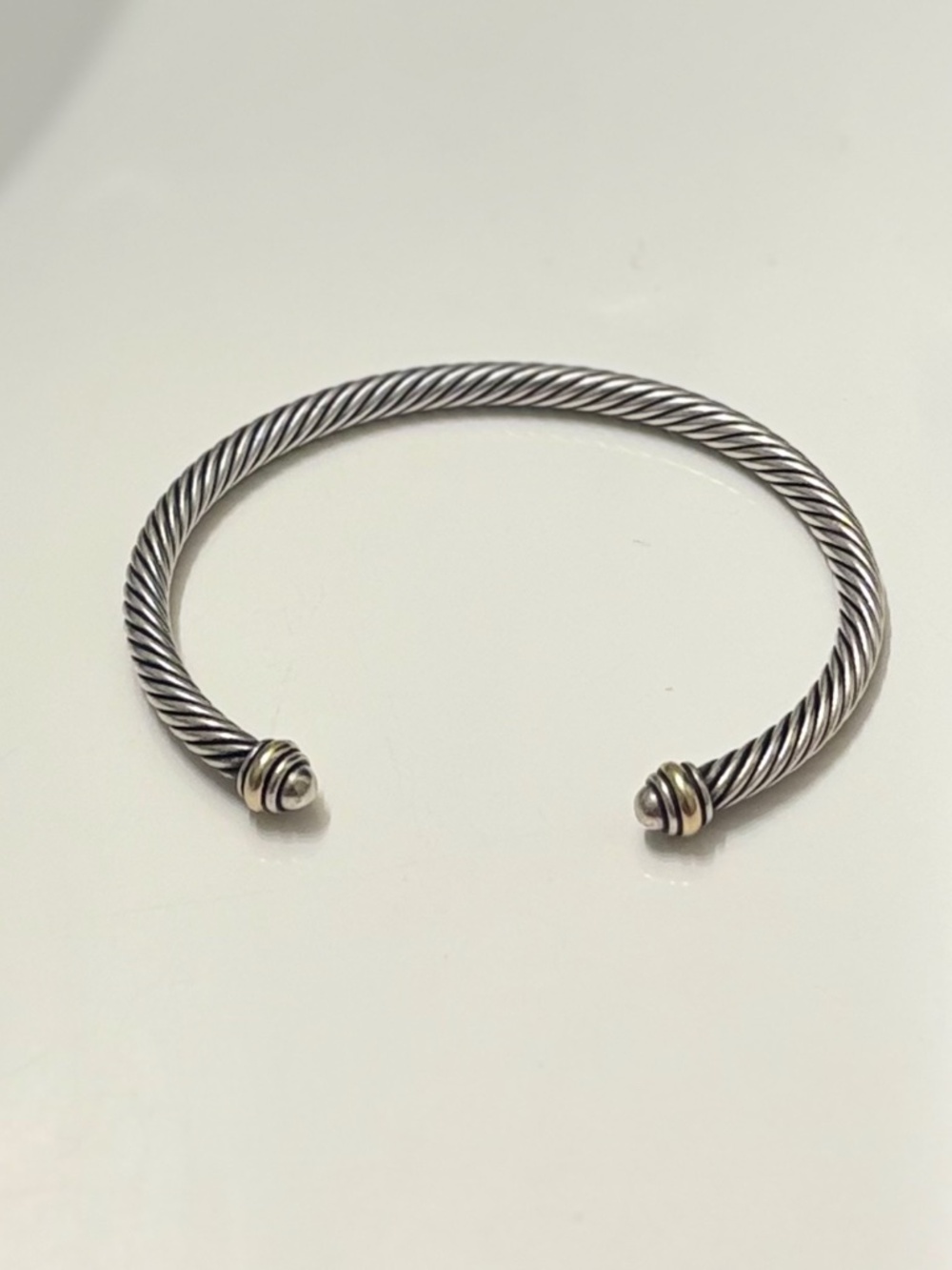 David Yurman Cable Cuff Bracelet Sterling Silver 925 18K Gold 750 Two Tone